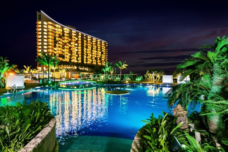 Enjoy Okinawa's largest night pool!
