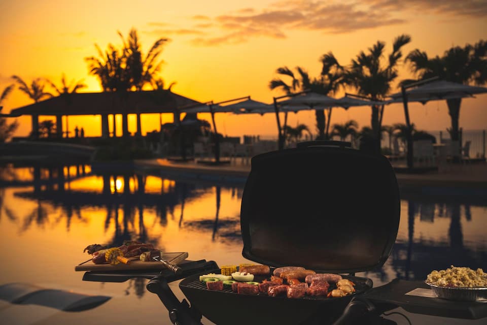 Poolside BBQ Overlooking the Ocean