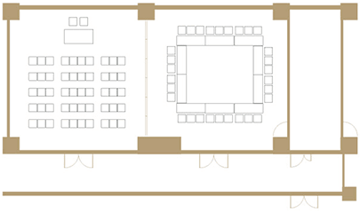 Theater + Square Style / 50 + 30 persons
